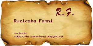 Ruzicska Fanni névjegykártya
